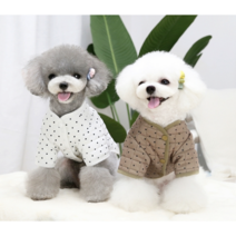 따듯한 강아지 패딩 기모 누빔 조끼 반려견 아우터 가을 겨울 산책용 방한복, 화이트