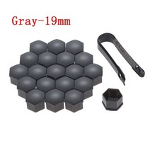 Yetaha 20pcs 자동차 휠 나사 커버 17 19 21mm 제거 도구가있는 자동 타이어 너트 캡 볼트 림 특수 소켓 자동차 스타일링 블랙, 회색 19mm