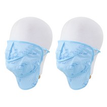 베이직엠 에어메쉬 UV차단 꽃무늬 분리형 마스크 2개세트, 블루(2개입)