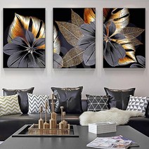 3 pcs 숫자로 diy 유화 북유럽 황금 추상 잎 꽃 캔버스에 그리기 유화 명화그리기, 8