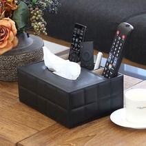 [HICKEIS] 모던인테리어 리모컨 3단정리 한국형 가죽 티슈케이스, 색상 화이트