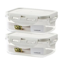 락앤락 항균 스테커블 밀폐용기 직사각 라이트 그레이 350ml, 2개