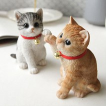 방울고양이 책장 선반소품 장식인형 엔틱스타일 모찌인형 집들이소품 감성소품개업선물 촬영소품 가구소품, 브라운