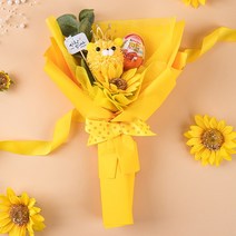 졸업식 왕관 꽃다발 비누꽃 재롱잔치 학예회 행사 유치원 어린이집 졸업 초콜릿, 옐로우 꽃다발