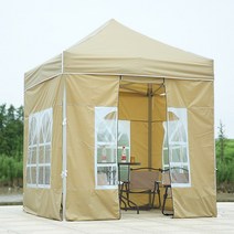 창고형 텐트 천막 간이 창고 캐노피 매대 노점상 차양, 3x3카키 + 투명창 3개