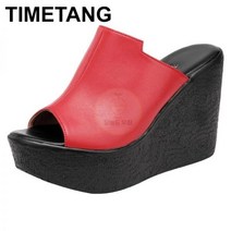 TIMETANG-웨지 힐 샌들 여성 여름 플랫폼 오픈 토 여름 신발 여성 화이트 샌들
