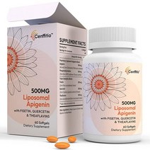 리포솜 아피제닌 500mg 소프트젤 - 피세틴 케르세틴 및 티플라빈이 함유된 최적의 보충제 2개월 분량, 60 Count (Pack of 1)