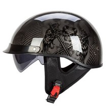 카본헬멧 전문 carbonfiber 헬멧 DOT 반 얼굴 모토 rcycle 빈티지 자전거, XL_CHINA, gray sword skull 3k