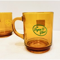 Vegan vibe 비건 바이브 프린트 강화 유리 머그컵 프랑스 앰버 엠버 컬러, 일반포장, 그린