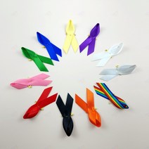 리본 브로치핀 1P 꽈리 캠페인 홍보 추모 근조 인식 집회 뱃지 기억 예방 알림 애도 사회적 의미, I_주황