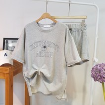 상상그이상 여성용 국내제작 애크런 세트 부드러운 특양면 소재 옆트임 포인트 반팔티 반바지 세트코디 데일리템