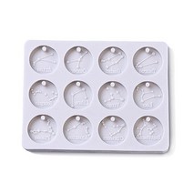 Boutigem 2pcs 12 Constellation Resin Mold Flat Round Disc Zodiac Astrology Silicone Mold for DIY Pen, White Constellation