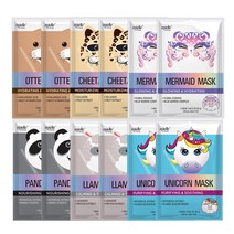 에피엘르 동물 캐릭터마스크팩 12종 치타팬더수달라마인어유니콘 시트 마스크/팩, 없음, 01.캐릭터마스크 랜덤 12개