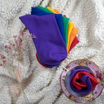 키키야 여자 무지개무지 중목 비비드 컬러 면 양말 6color