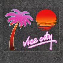 벤츠 트럭 네온 gta 코코넛 나무 applique afly 자동차 스타일링 스티커 테슬라 bmw 아우디 액세서리 gta 부사장 도시 자동 데칼, 바이스 시티, 20x16cm