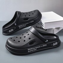 빅 사이즈 Croc 신발 커플 샌들 최신 여름 슈퍼 두꺼운 EVA 슬리퍼 baogou 쿨, Regular style black+44-45
