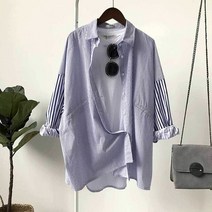 [KT알파쇼핑]루즈핏 블라우스 여자 셔츠 스트라이프 직장인 코디