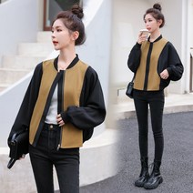 패치워크 야구복 코트 여 가을 코디 캐주얼 집업 가디건 재킷 쇼트 상의 트렌드