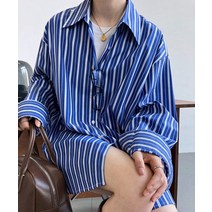 세로 스트라이프 오버사이즈 롱셔츠