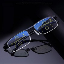 블루라이트 차단안경 다초점 프로그레시브 독서용 안경 남녀공용 안티 블루 UV 보호 노안 안경 하프 프레임 자동 조정 안경