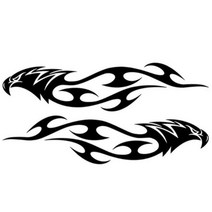 불꽃 독수리모양 차량용스티커 / 자동차튜닝 멋있는 긁힘 차량튜닝 예쁜 캠핑카 흠집, 화이트