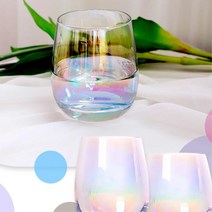 홀로그램 진주펄 항아리형 물 쥬스 유리컵 500ml 산토리잔 깔루아, 단일