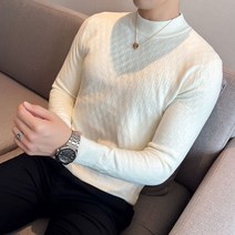 코디하기 좋은 니트 남성 겨울 보온 하이 칼라 니트 스웨터 브랜드 의류 남성 슬림핏 패션 캐주얼 풀오버남성 니트 스웨터 2022 년 상품