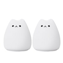 LED 실리콘 고양이 수면등 무드등 2개입, 파파