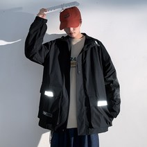 남성트랙자켓 리플렉터 스트라이프코트옷 가을겨울 트렌드 와이드 루즈핏 빅사이즈 상의 캐쥬얼 재킷 2009797318