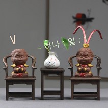 크리 에이 티브 퍼플 샌드 드로잉 골드 원숭이 왕 Qitian Dasheng 장식품 분재 수족관 물고기 탱크 마이크로 풍경 조경 장식 액세서리, 대성인을 위한 기도 B + 대성인을 위한 기도(탁자와
