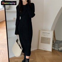 퀸앤조이 피아노 주름 허리슬림 블랙 롱원피스***판매자 퀸앤조이***