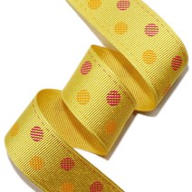 리본벨리 2도 골직 땡땡이 15mm/25mm 16yd 선물 포장 리본 공예 DIY, 25mm, 황금노랑