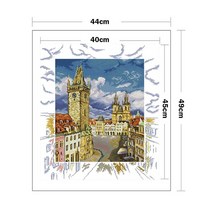 프랑스자수도안 프랑스십자수 프랑스자수 도안책 36x46cm 크로스 스티치 키트 diy 풍경 생태 면화 스레드 11ct 인쇄 바느질 작업 홈 아트 장식, 밝은 회색