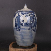 항아리 도자기 병 8.30 인치 중국산 파란색 흰색 그림 냄비214577