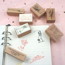 다꾸 다이어리 우드 스탬프 그림도장 7종, 꽃다발