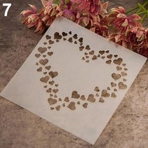 커피 스텐실 케이크 코코아 diy 중공 심장 꽃 모양 기하학 라운드 아트 인쇄 모델 금형 분말 체 도구 그리기, 7