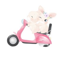 천아트 의류 열전사지 핑크오토바이 토끼들(F421) 티셔츠 전사지 제작