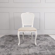 [끌리움] 프렌치 엔틱의자 원목 앤틱 화이트 라탄 식탁의자