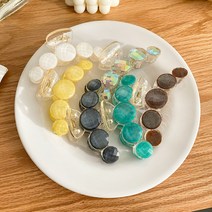 이엘컴퍼니 샤인 글라스 비즈 반머리 집게핀