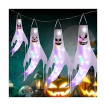 LED 라이트가 달린 미오키스 할로윈 고스트 윈드삭스 ，4PCS 70 바람개비 걸이 장식