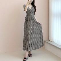 러블리아미에 / 아미에 / 다이아 브이넥 스판 맥시 랩 롱 원피스