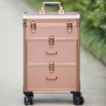 JEAMI 3단 메이크업 캐리어 네일아트 이미용 전문 화장가방, 1개, 블랙 매트