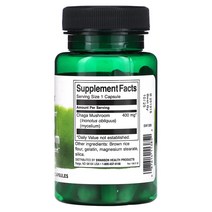 풀 스펙트럼 차가 버섯 베타글루칸 칼륨 칼슘 마그네슘 400mg 60캡슐 스완스