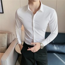 차이나 머슬핏 하늘색 와이셔츠 긴팔 남성 머슬핏셔츠 구김없는셔츠 정장 와이드카라 줄무늬 정장셔츠