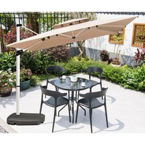 예쁜 테라스 발코니 라탄벤치 야외벤치테이블, 4의자+80CM원탁+2.2M로마