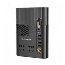 [이어폰코리아] 아림 N1-2 차량용 멀티인버터 / 220V 소켓2개+USB 포트4개+QC3.0 포트 C타입 포트+12V 시거 소켓2개+LED 볼트게이지 / ALIM N1-2, 블랙
