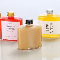 납작사각 유리병 250ml 1개 (약 가로9.6cm 세로4.9cm 높이12.2cm 마개2.8cm 용량250ml), 흰색캡