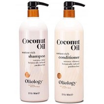 Oliology Nutrient Rich 코코넛 오일 샴푸 & 컨디셔너 콤보 팩 손상된 모발 복원에 도움 | 강렬한 광택 제공 보습 미국산 동물 실험 프리 및 파라벤 (946 4m