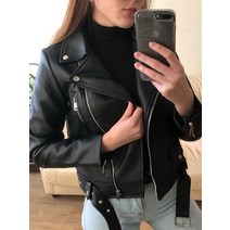 가죽 자켓 롱 셔츠형 바이크 ailegogo new women 봄 가을 블랙 인조 가죽 자켓 지퍼 기본 코트 턴 다운 칼라 모터 바이커 자켓 벨트