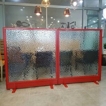 아이원퍼니처 60T 올 유리 파티션 H1500 아쿠아강화유리, 레드/아쿠아유리/H1500*W1200